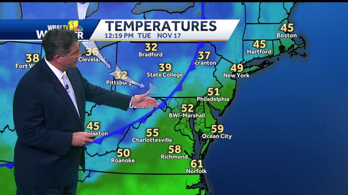 Cold front making way through Maryland