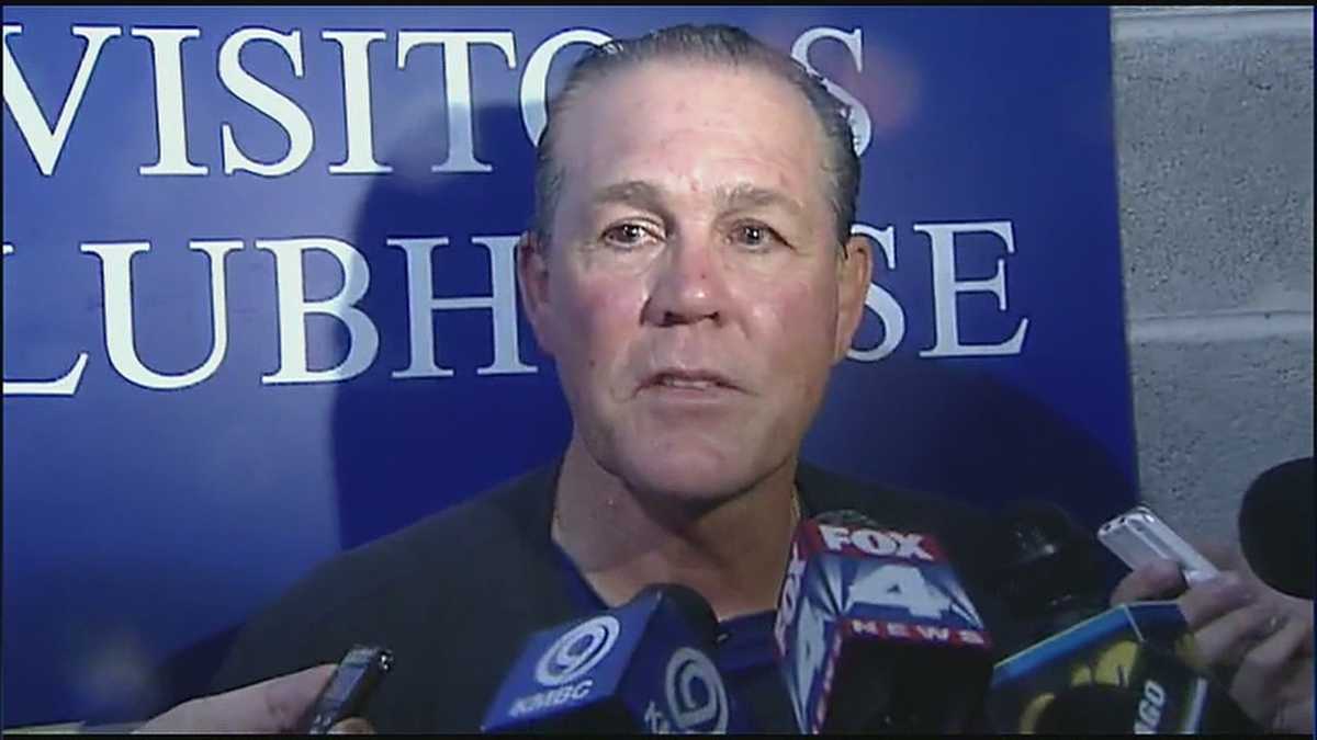 Manager Ned Yost reacts to Kansas City Royals win