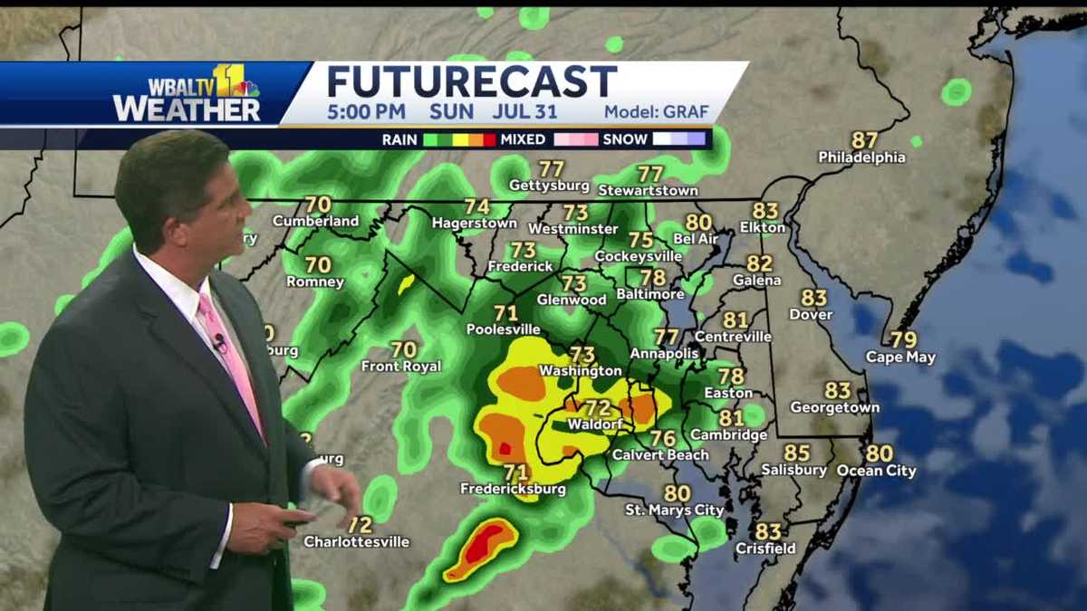 Rain likely Sunday evening in Maryland