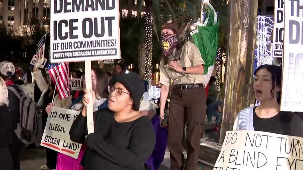 Protesters gather outside Orlando City Hall after ICE fatally shoots ...