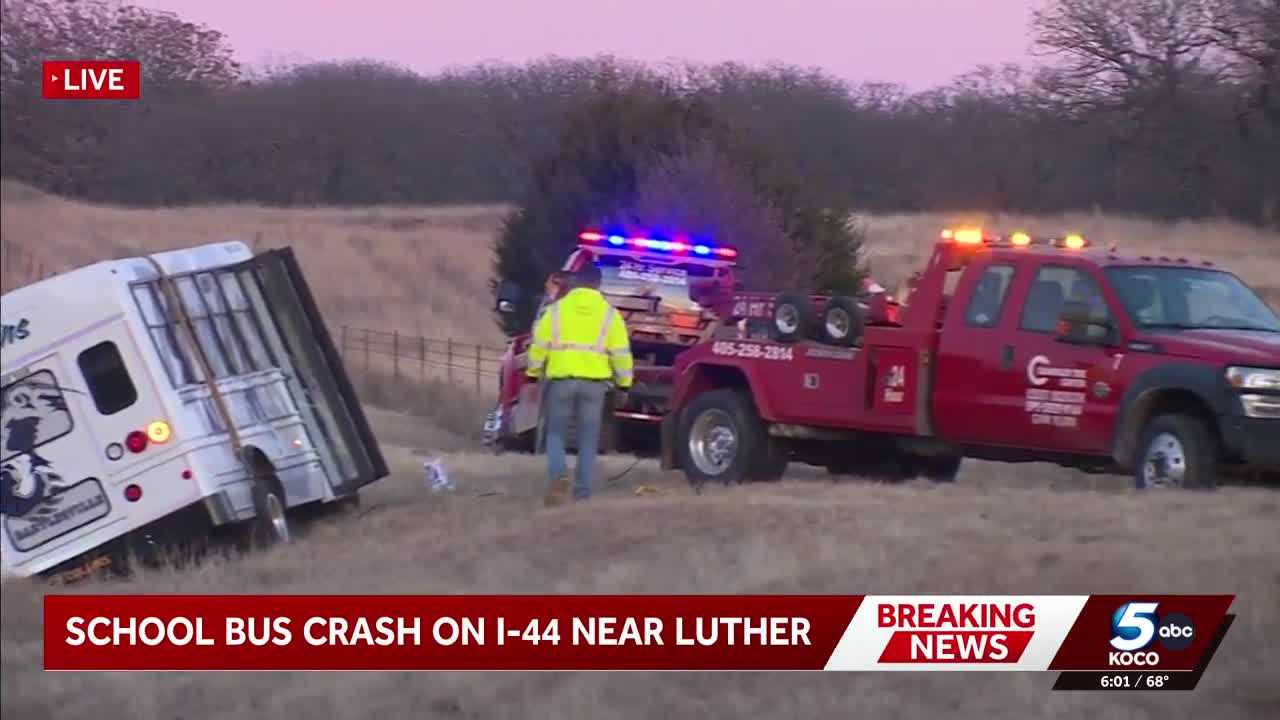koco.com - Olivia Hickey - School bus crash along Interstate 44 near Luther leaves multiple injured