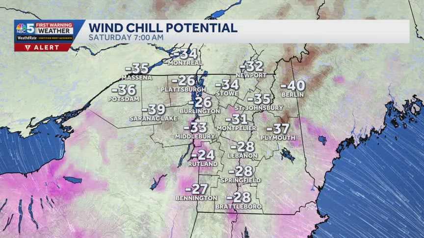 Arctic blast timing: Video shows when temperatures will be coldest in Vermont, New York this weekend