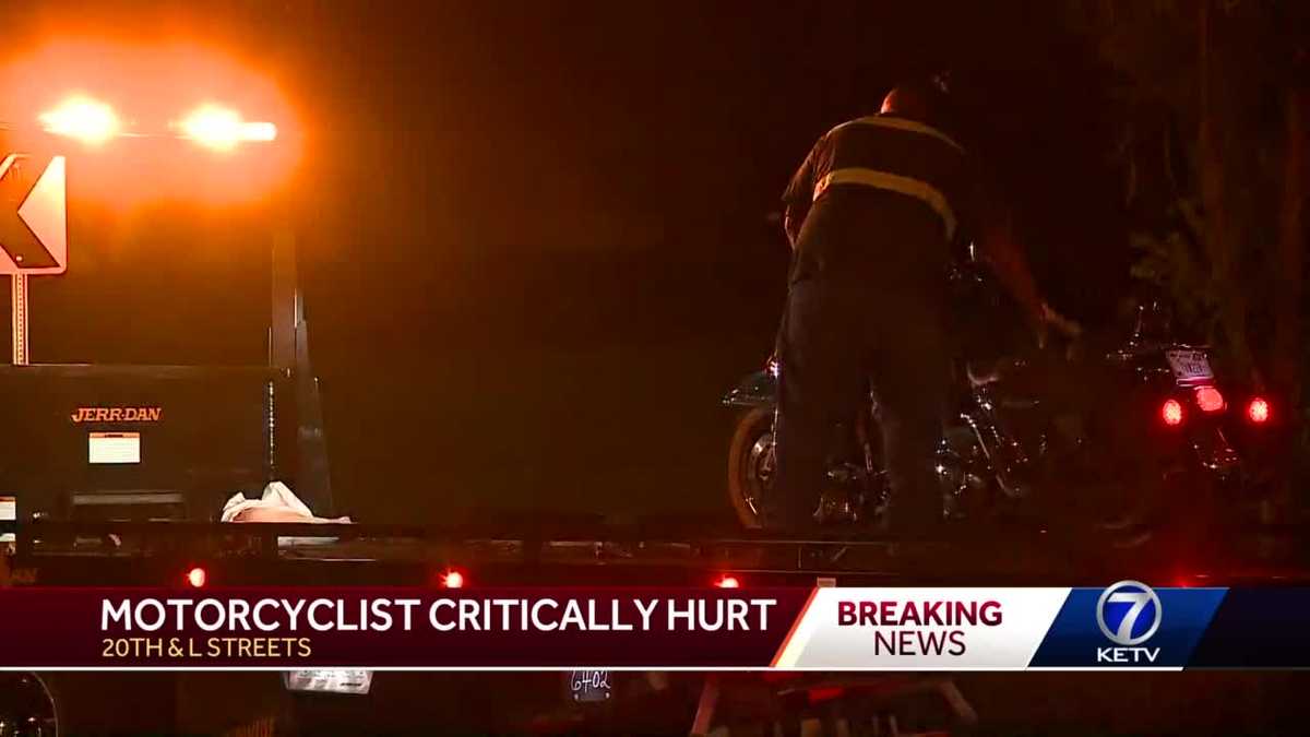 Motorcyclist critically hurt following crash