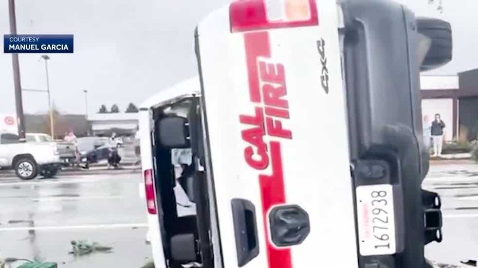 Firefighter recounts the moment his truck flipped over during rare ...