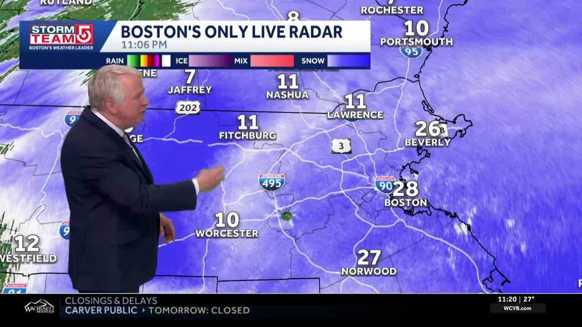 Video: Snow tapers off overnight before early Monday flurries