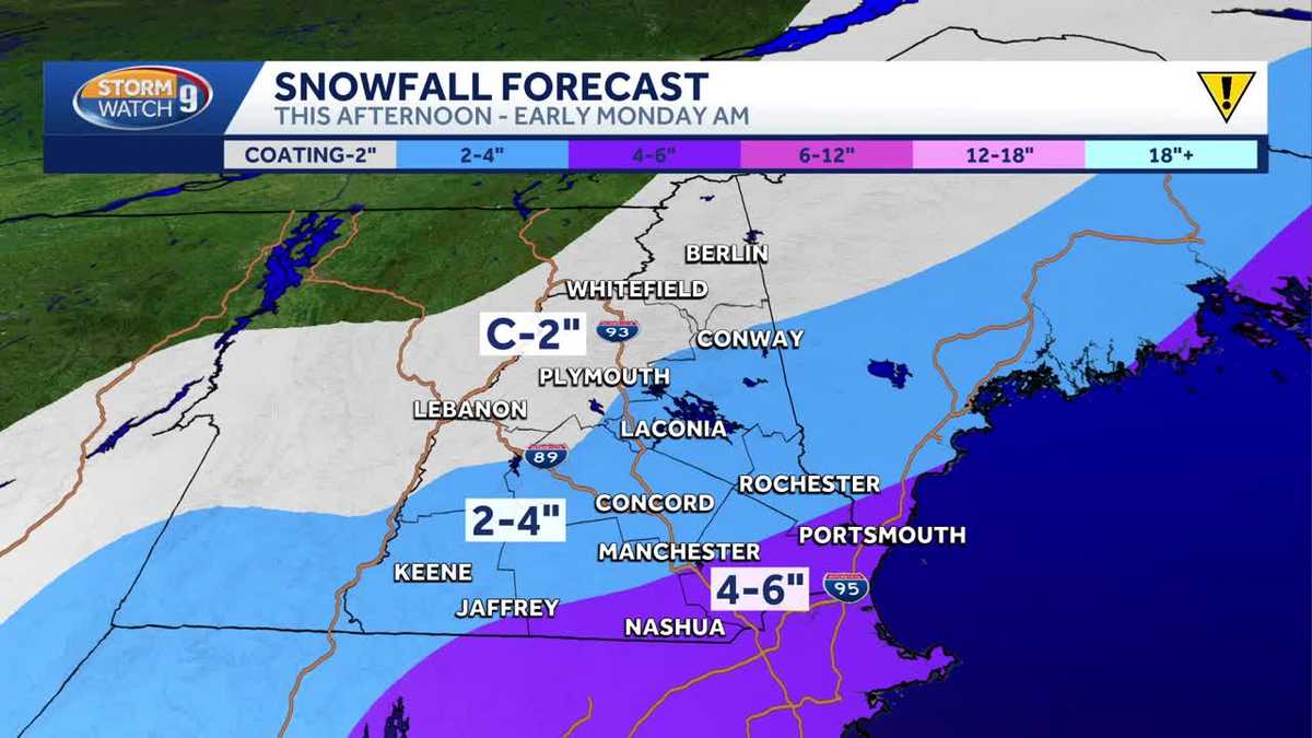 Video: Slick travel possible in parts of New Hampshire Monday morning