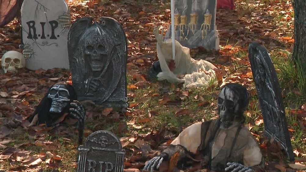 Merrimack NH family set ups impressive Halloween display