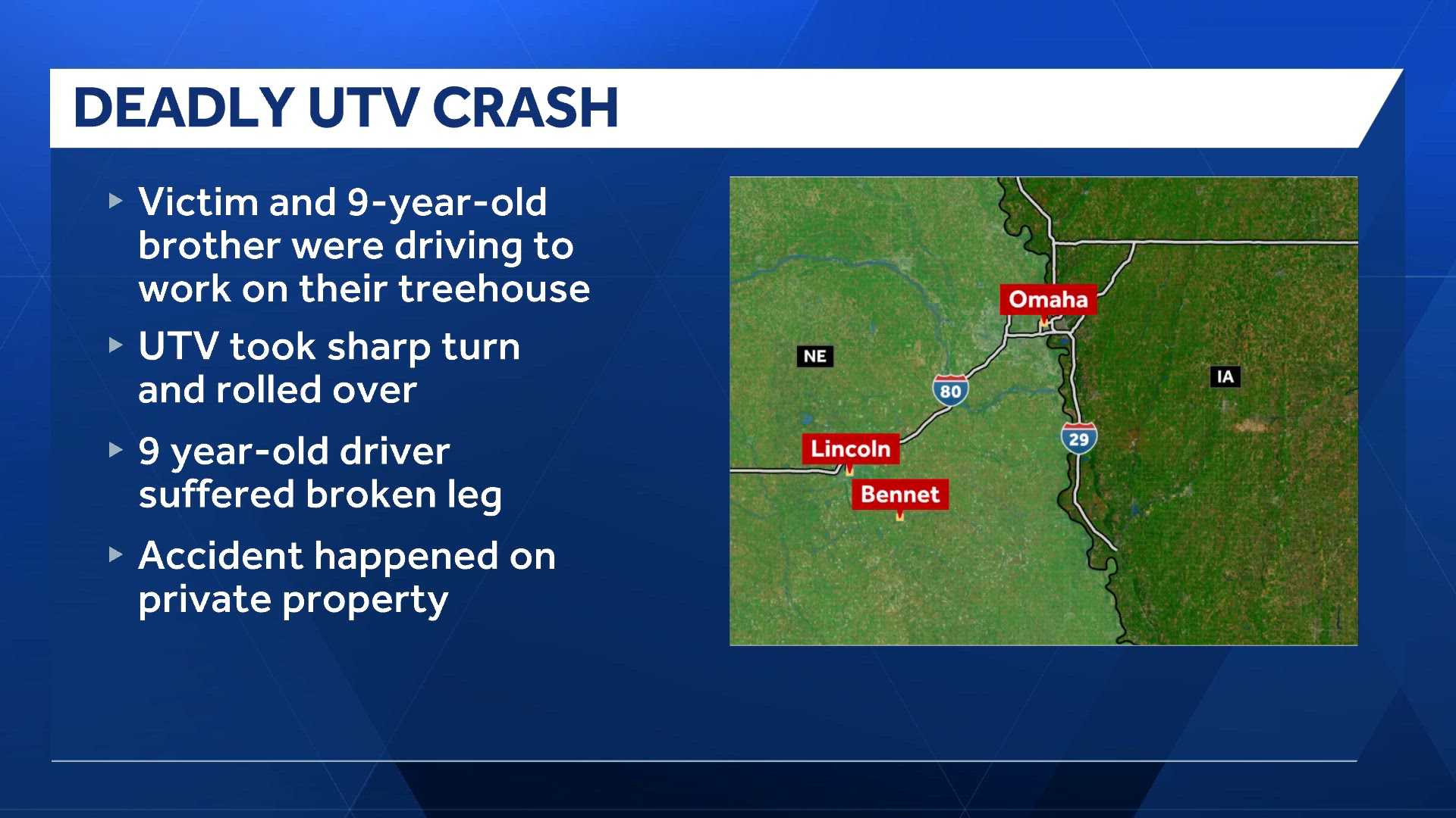 7-year-old boy dies after UTV crash in Nebraska