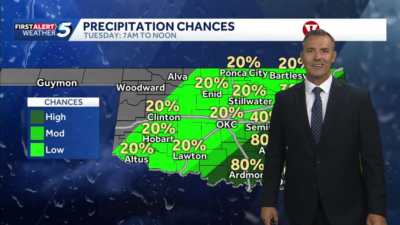 FORECAST: Rain moves out of Oklahoma on Tuesday