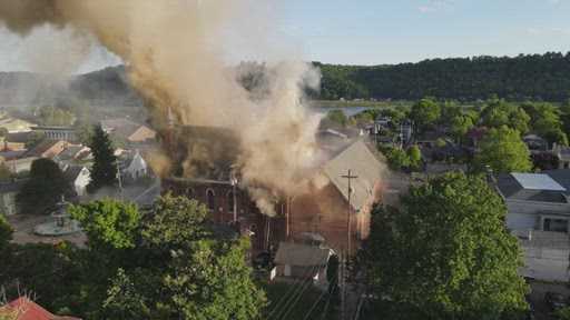 Fire breaks out at historic church in southern Indiana