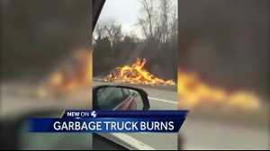 Garbage truck catches fire on Pennsylvania Turnpike