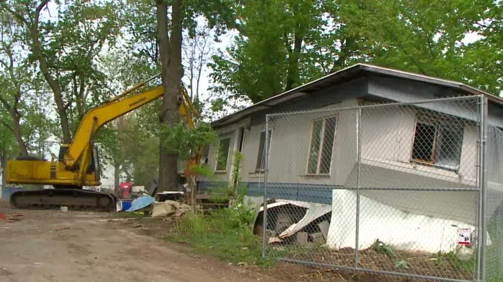 Mobile home park in Des Moines, Iowa being torn down for redevelopment