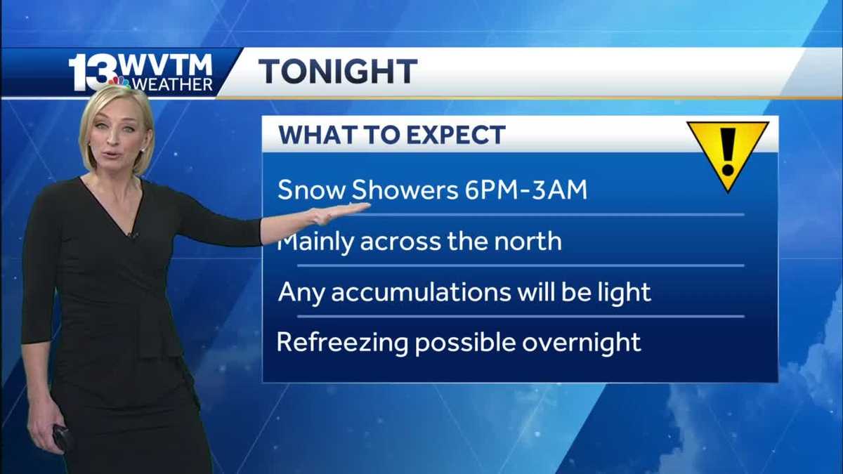 Wet, windy and cold with a few snow showers possible tonight