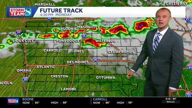 Strong storms and even more heat in Iowa Monday