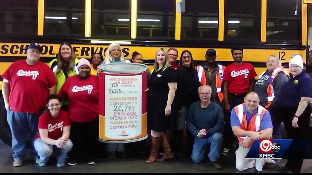 School bus drivers collect food for families in need