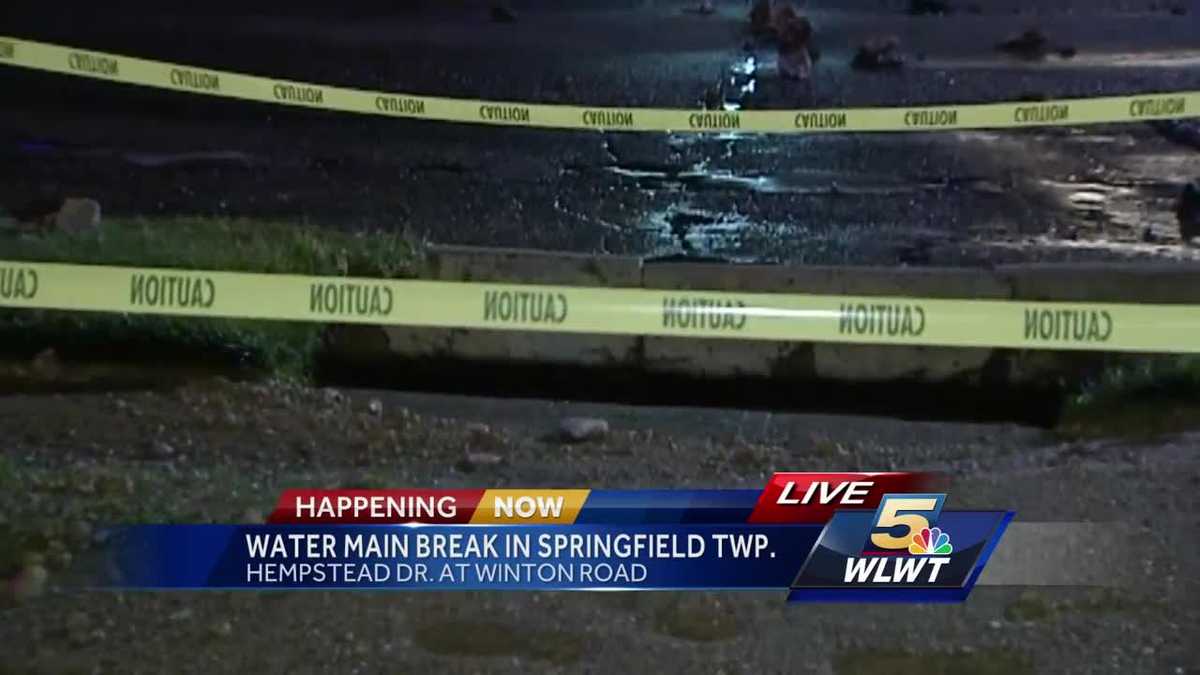 Water main break closes road in Springfield Township