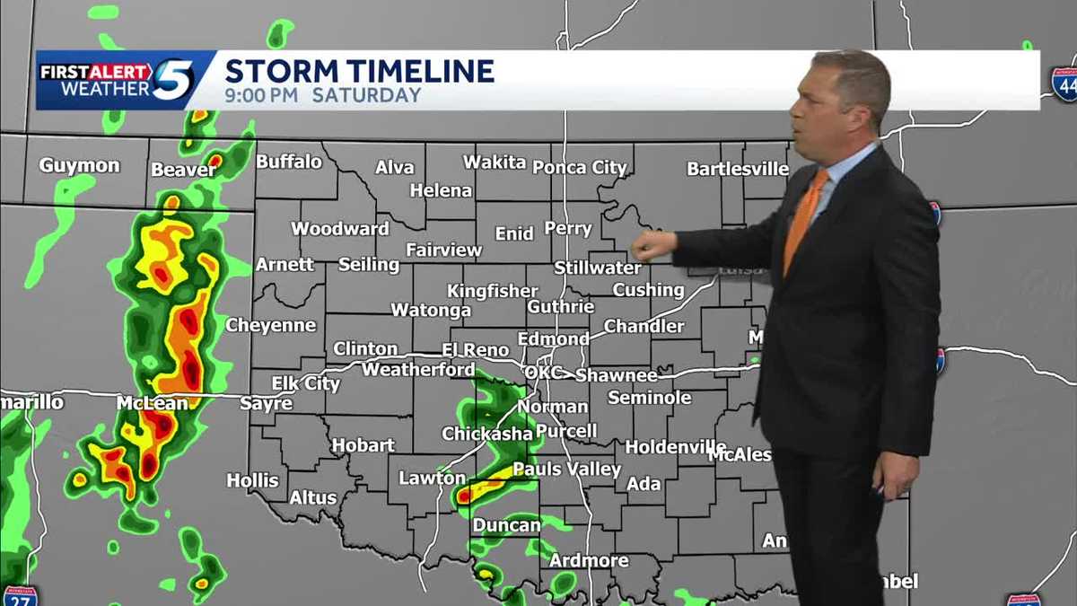 TIMELINE: Thunderstorms and low tornado risk expected in Oklahoma this weekend