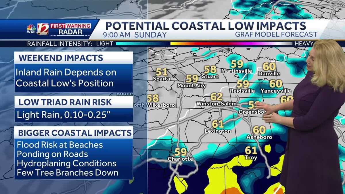 Powerful coastal low brings rain and wind to North Carolina