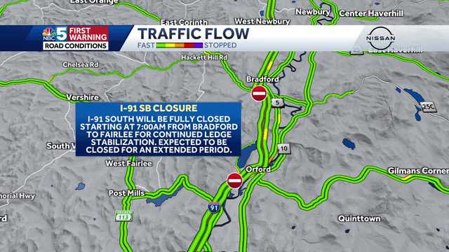 Interstate 91 in Bradford closed for ledge stabilization, detour in place - Vimarsana News