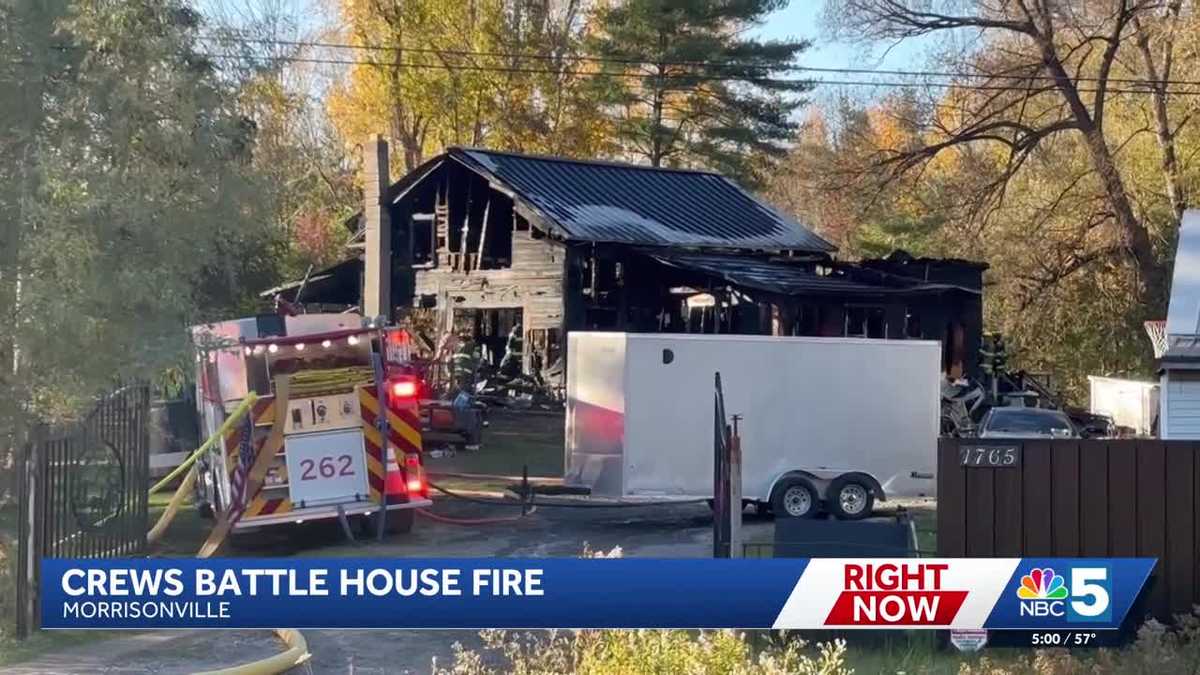 Crews battle house fire in Morrisonville, New York