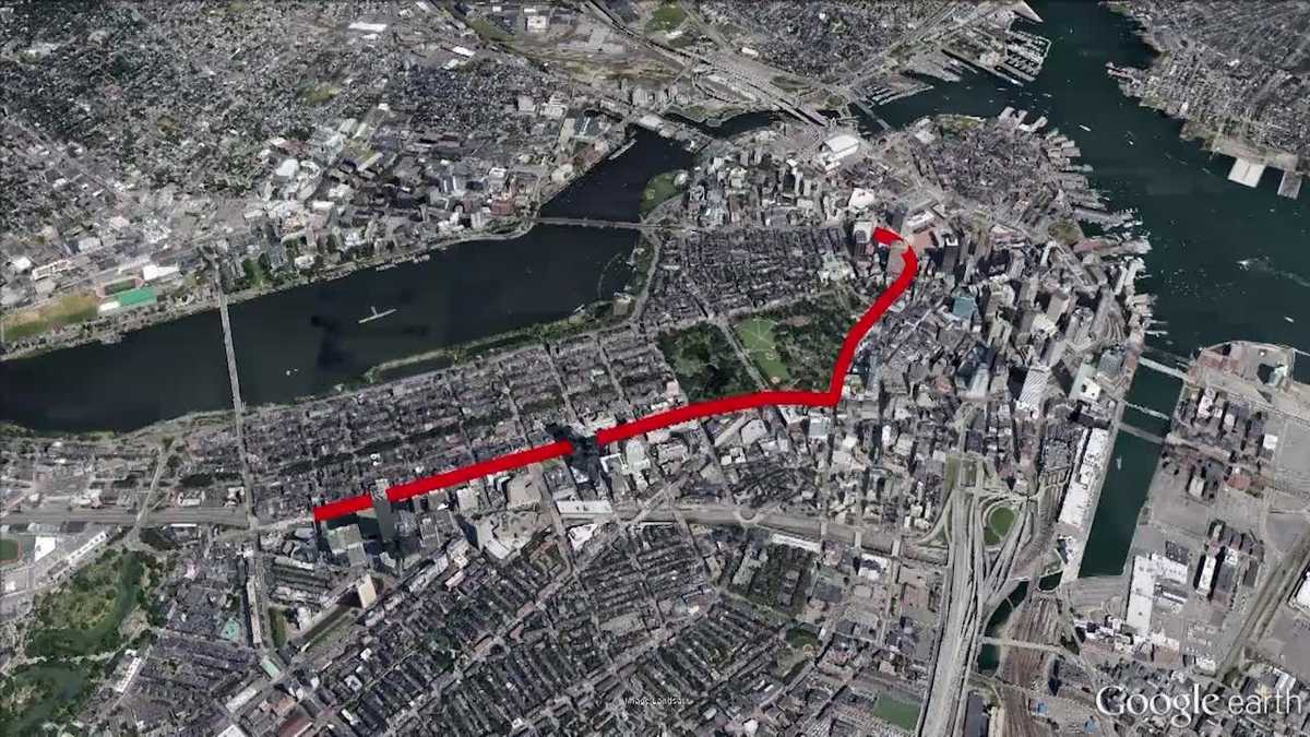 Patriots parade shown on Google Earth