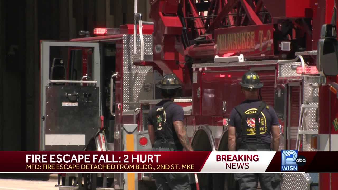 Two Injured After Fire Escape Falls From Milwaukee Building   61f82027 50f3 4618 Ad0d 57e1544b1a9f 