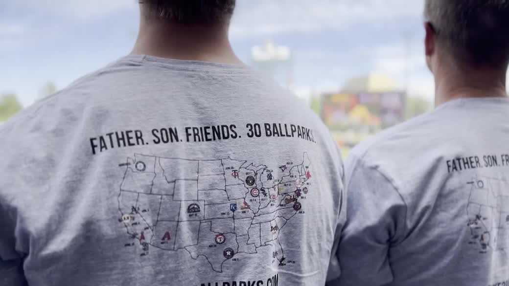 Father, son make cross-country trek to visit every MLB ballpark for cancer awareness