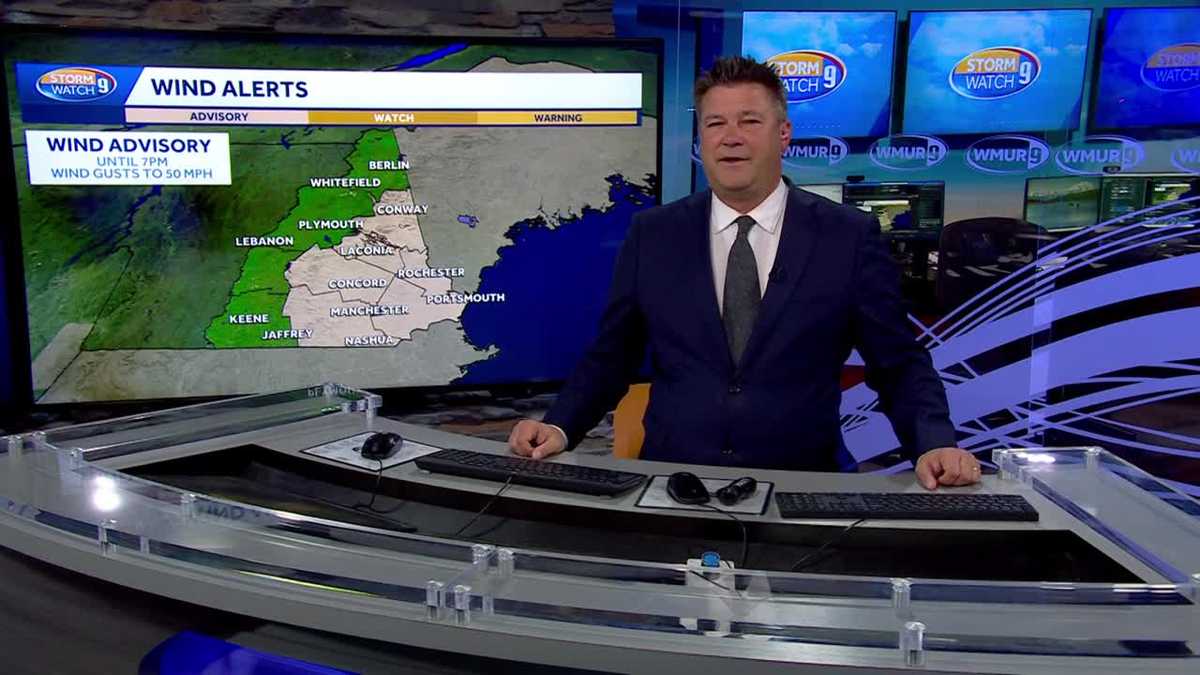 Video: Strong wind gusts with some northern showers in New Hampshire