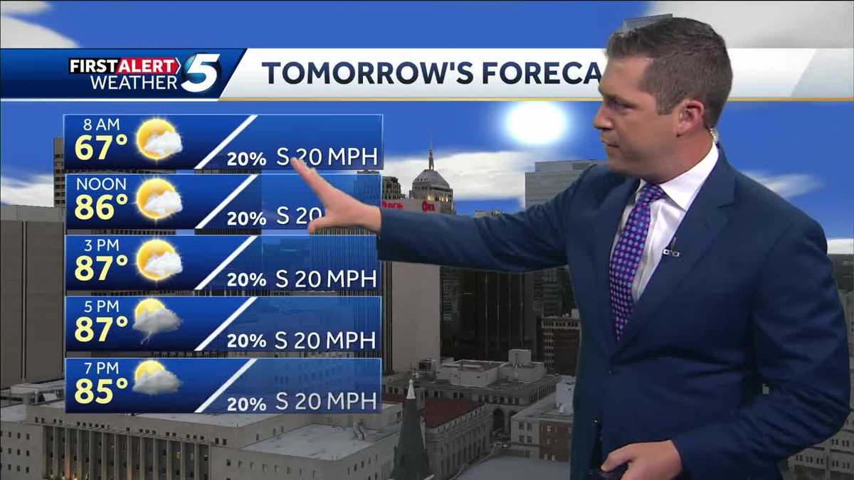 Storm chance returns tomorrow