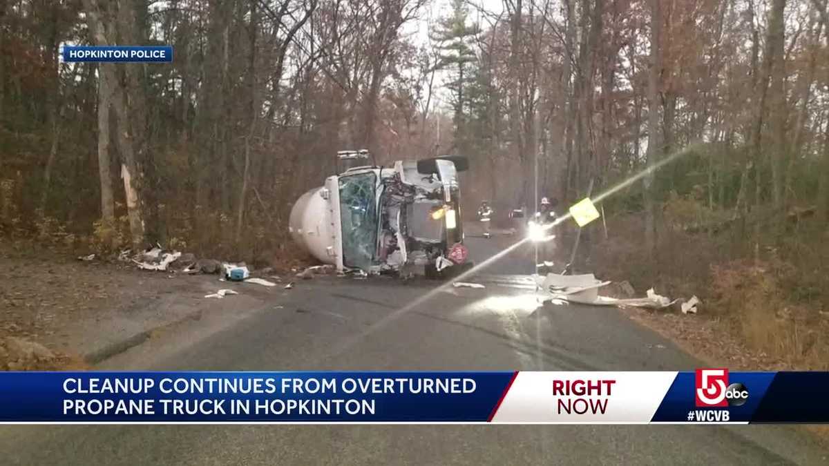 Families, homes evacuated after propane tanker flips over