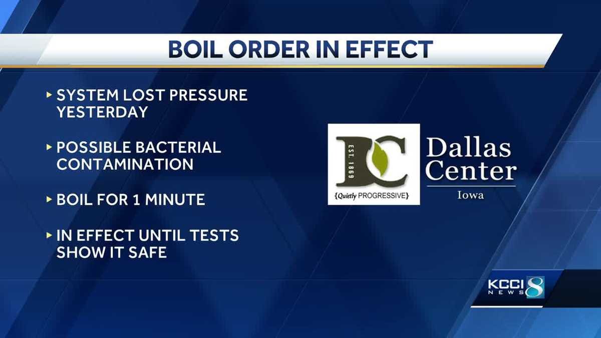 Water boil order in Dallas Center, Iowa, lifted Friday