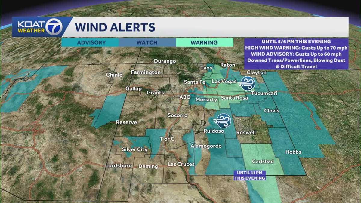 Wind advisories and high wind warnings in parts of New Mexico