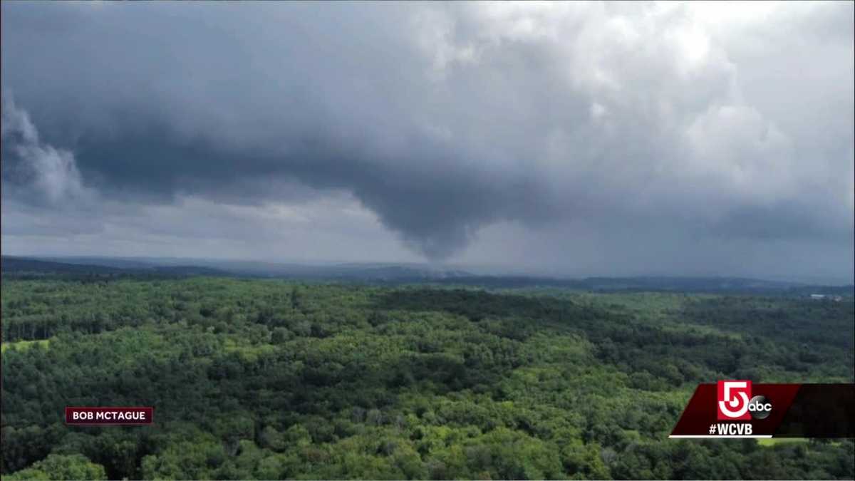 Funnel cloud captured on videos during tornado warning