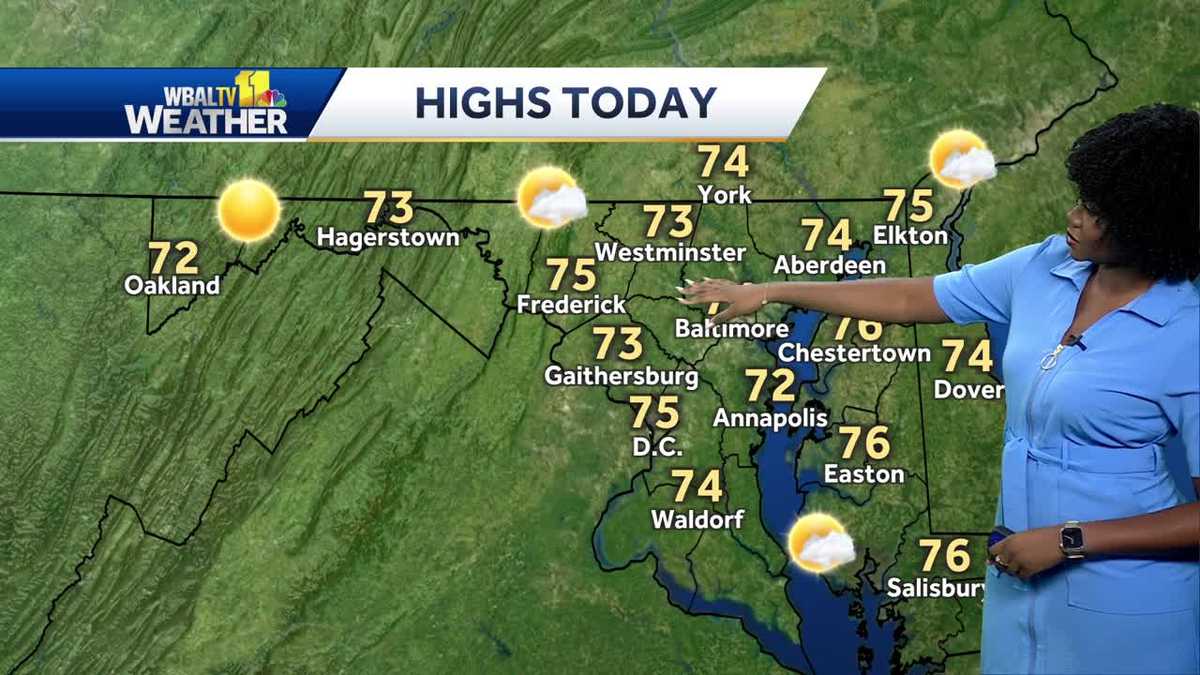 Sunny, warmer for Maryland with temps in the 70's for the weekend