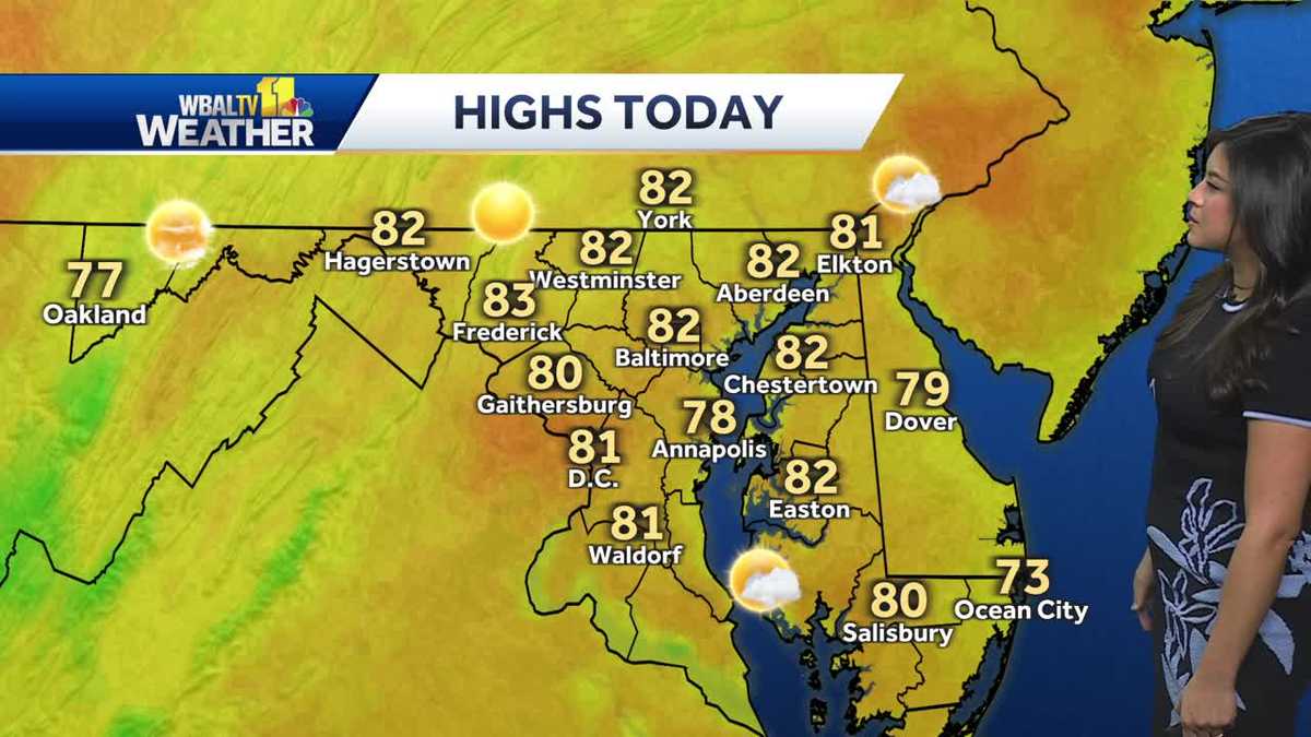Warm again and more humid Thursday in Maryland