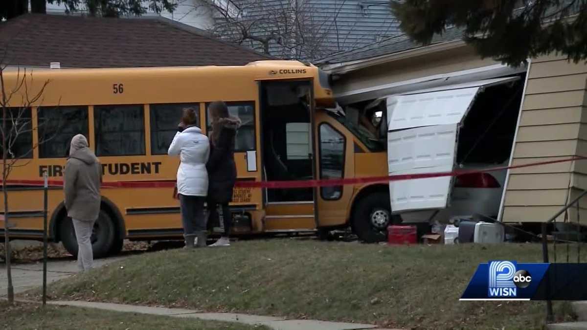 School bus crashes into garage