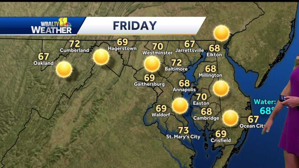 Mid 60s, mostly sunny Friday afternoon