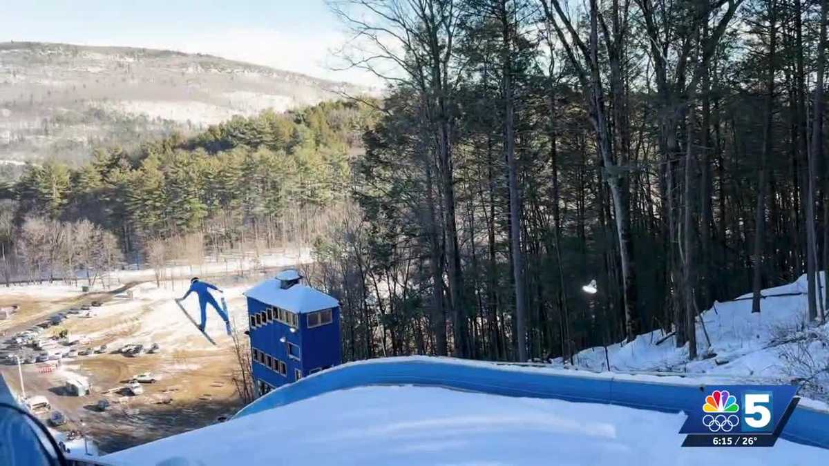 Athletes practice ahead of ski jumping competition at Harris Hill in Brattleboro this weekend