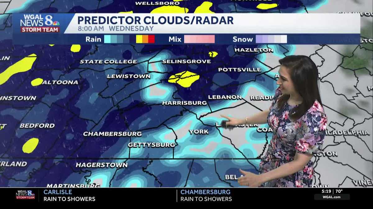 Morning rain, few afternoon showers; cooler