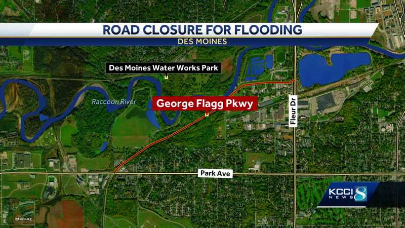 Swollen rivers begin receding, Des Moines reopens George Flagg Parkway