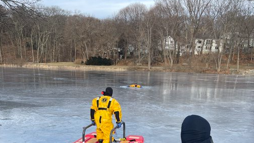 Firefighters issue warning after rescuing Mass. man who fell through ice