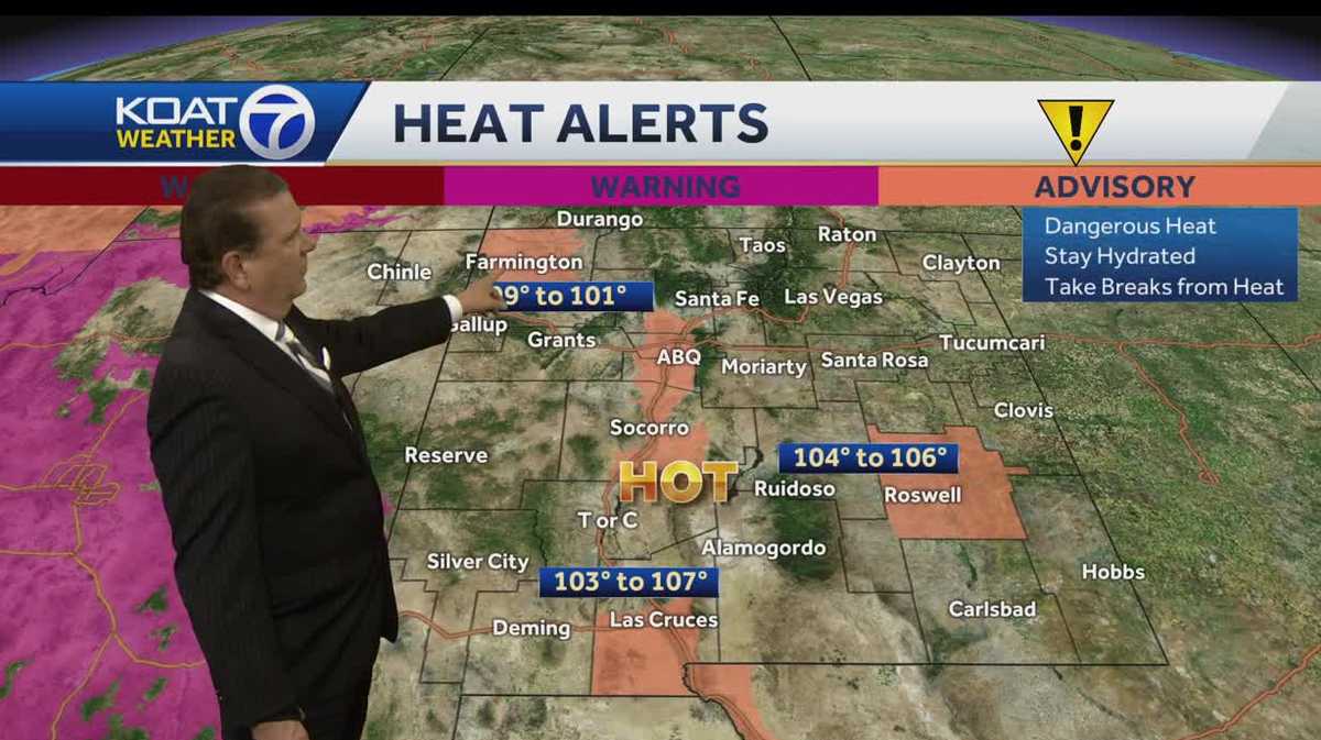 New Mexico impact heat with scattered storms
