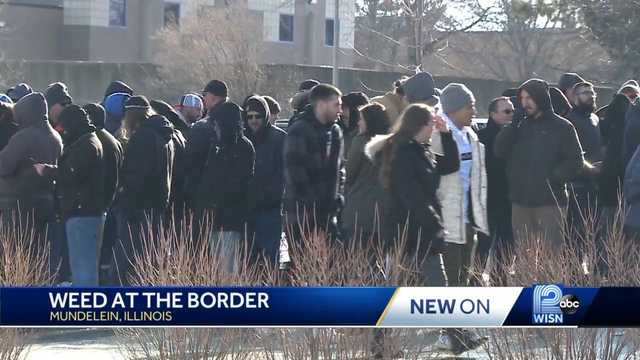 Marijuana users line up for hours to buy legally in Illinois