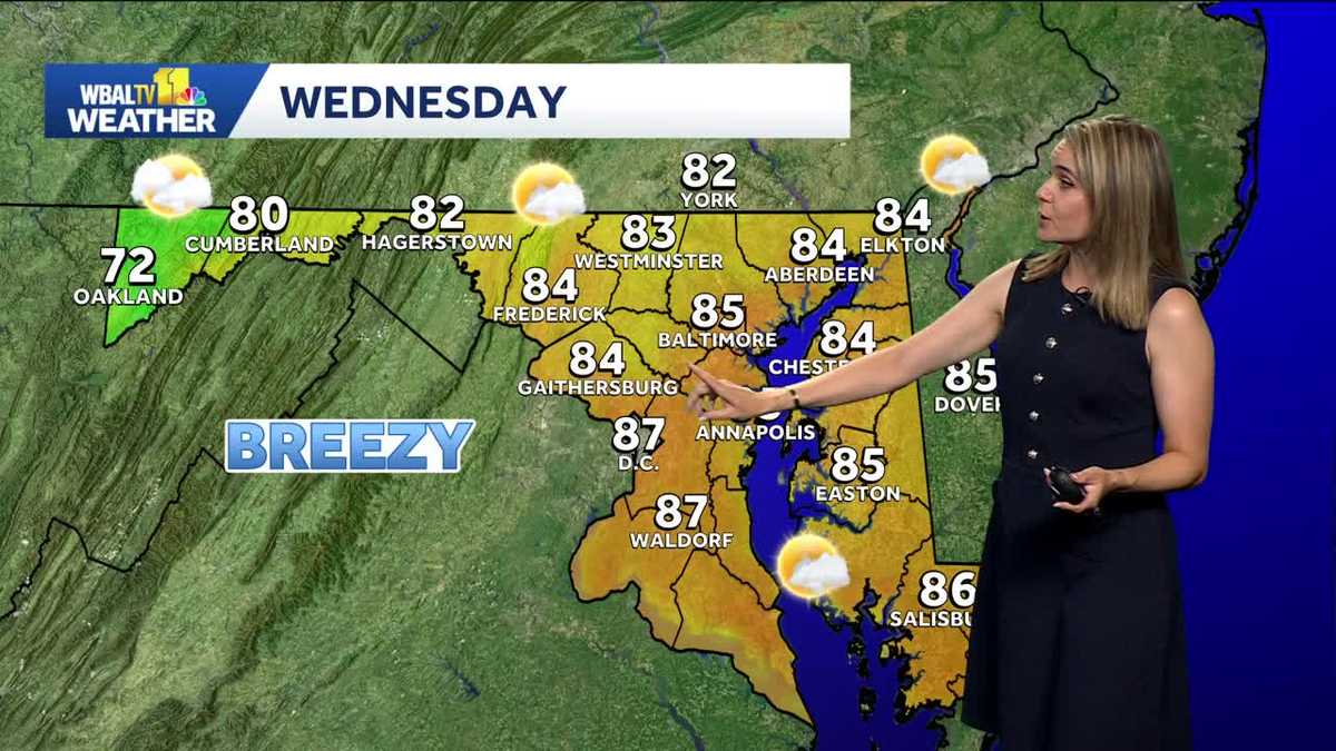 Breezy on Wednesday with more sun in the Baltimore area