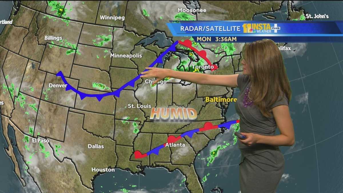 Hot, humid air moves back in Monday afternoon