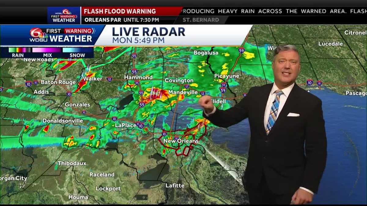 New Orleans flash flood warning flood advisory how much rain ends
