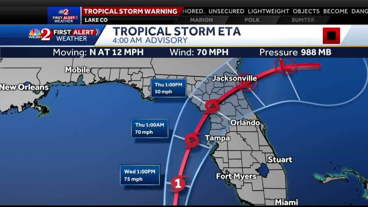 Tropical Storm Eta takes aim at Florida