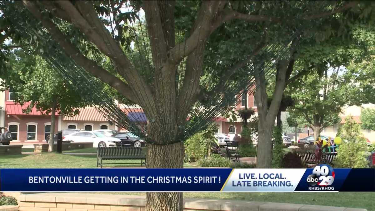 Christmas lights going up in Bentonville