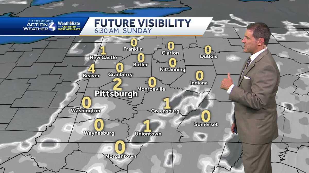 A few afternoon showers east of Pittsburgh