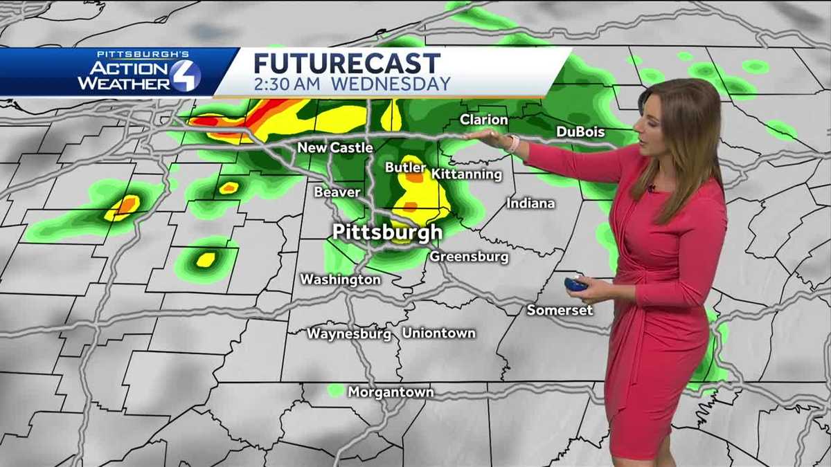 Stray shower possible Tuesday evening, better chance for storms overnight